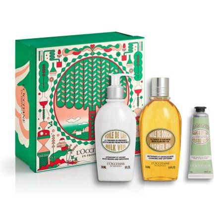 L'Occitane Almond Shower Oil, Hand Cream, and Milk Veil Set - Body Care - Christmas Gift Set for Women