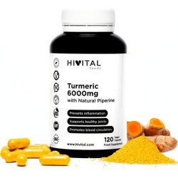 Curcuma 6000mg Turmeric Extract Capsules 120 Vegan Capsules with 95% Curcumin and Piperine - Promotes Circulation,
