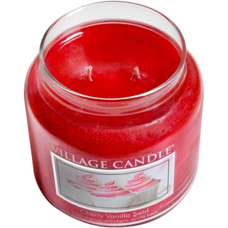 Village Candle Cherry Vanilla Swirl 16 oz Glass Jar Scented Candle Medium