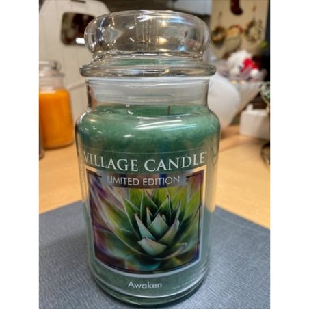 Village Candle Awaken 26 Oz Limited Edition Candle Jar Green with Two Wicks