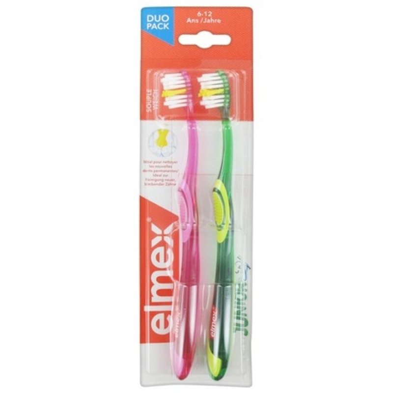 Elmex Junior Toothbrushes Soft Duo Pack for Ages 6-12