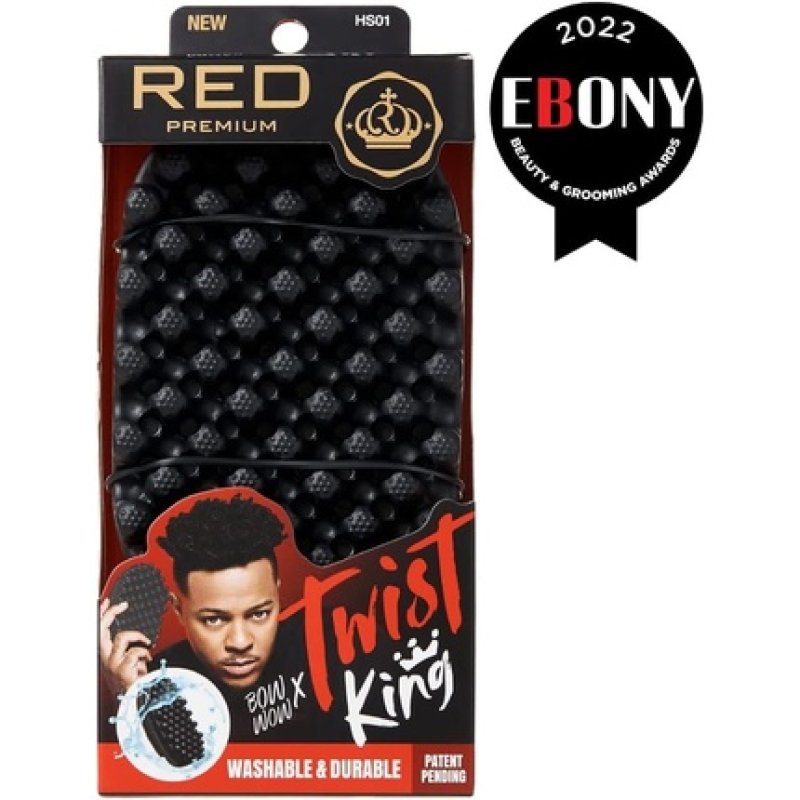 RED by Kiss Bow Wow X Twist King Premium Luxury Twist Styler Brush Durable Washable Afro Curl Sponge Racket for Barbers