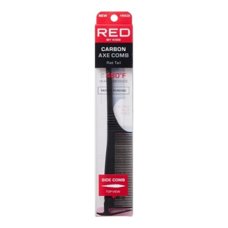 RED by Kiss Carbon Axe Comb Parting Comb Anti Frizz Heat Resistant Hair Comb Rat Tail
