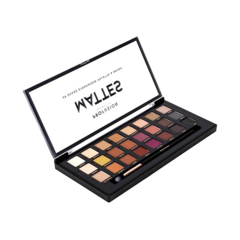 Profusion Cosmetics Mattes 24 Shade Eyeshadow Palette and Pro Brush for Stunning Eye Look - Cruelty Free and Vegan