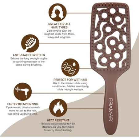 Framar Professional Vented Paddle Hair Brush for Blow Drying