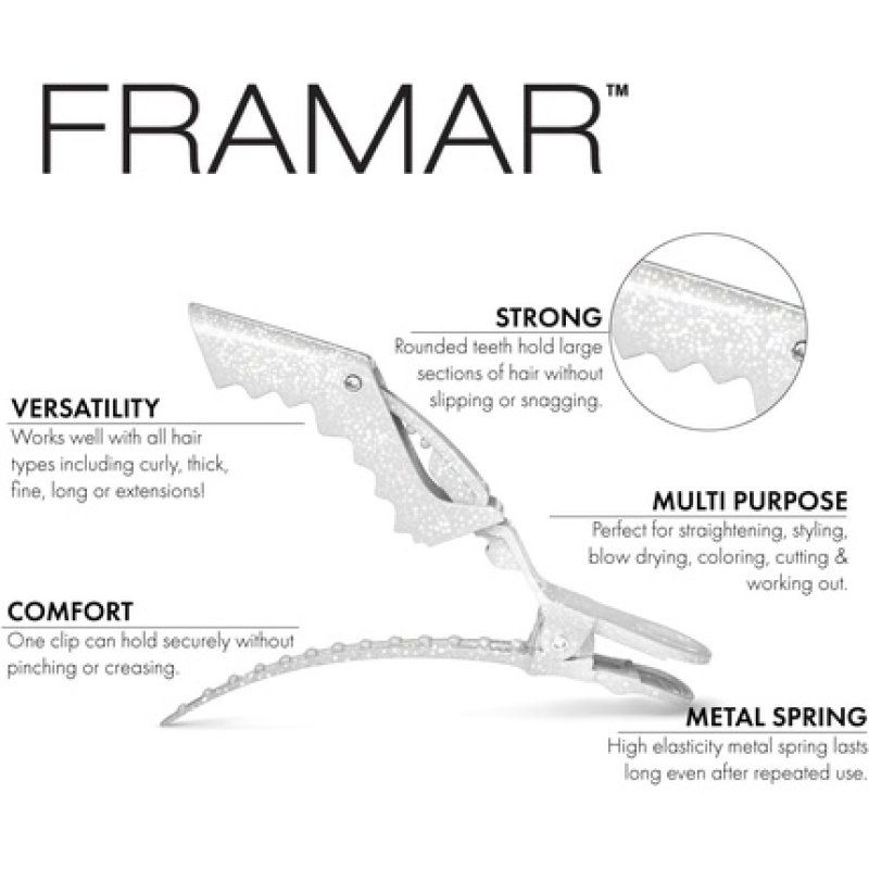 Framar Glitter Crocodile Hair Sectioning Clips for Women