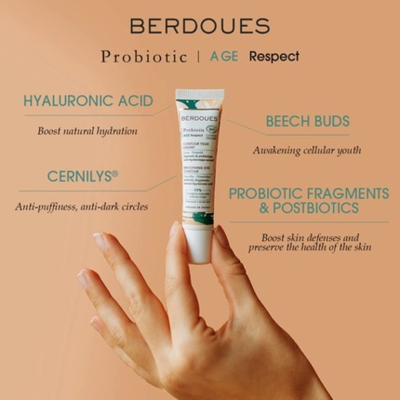 BERDOUES Age Respect Smoothing Eye Contour Organic Anti Aging Skincare Treatment 0.51 fl.oz.