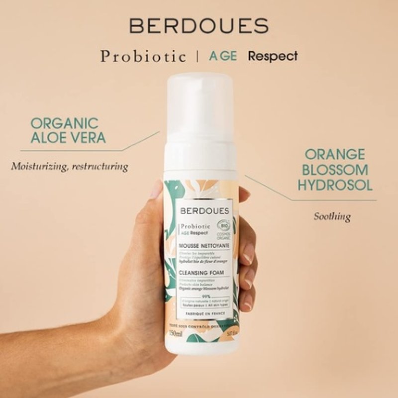 BERDOUES Probiotic Age Respect Cleansing Foam for Normal to Oily Skin 5.07 Fl.Oz.