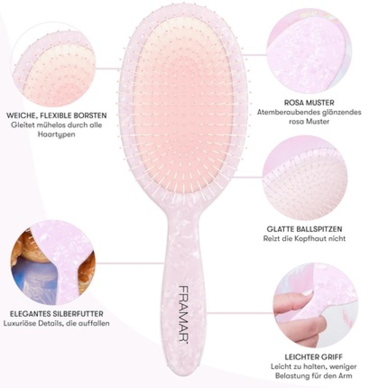 FRAMAR Holographic Hairbrush Without Tangles - Hairbrush for Long Hair, Women's Hairbrush, Wet Hair Brush, Detangling