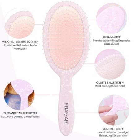 FRAMAR Holographic Hairbrush Without Tangles - Hairbrush for Long Hair, Women's Hairbrush, Wet Hair Brush, Detangling