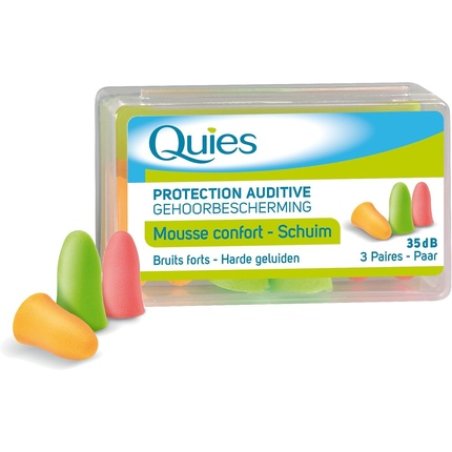 Quies Foam Earplugs Against Noise - 3 Pairs Skin Color