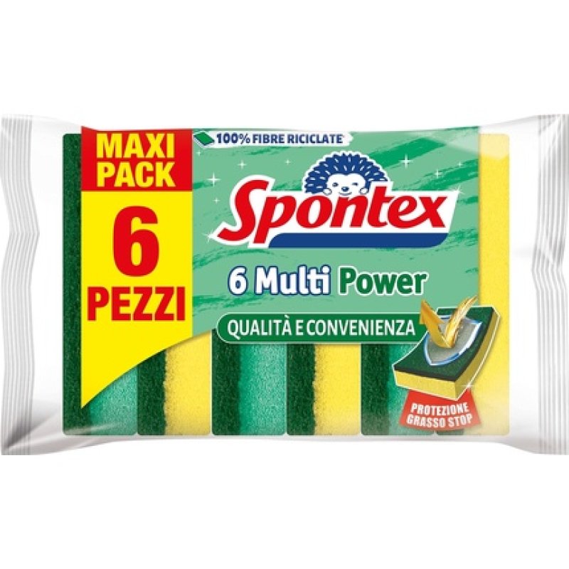 Spontex Fibraplus Sponge Dish Fiber Plus Grease Stop x6