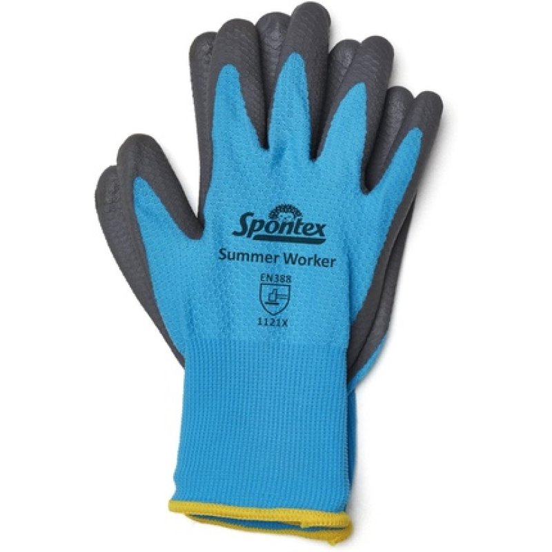 Spontex Summer Worker Gloves with PU Coating EN 388 Touchscreen Compatible Lightweight and Breathable Size M/7