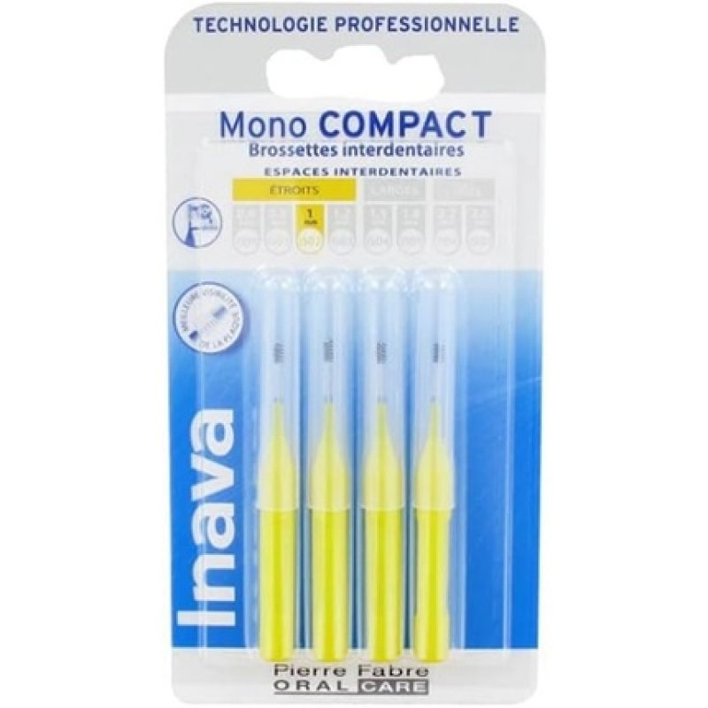 Inava Brossettes 1mm Mono Compact Yellow for Narrow Spaces - Pack of 4