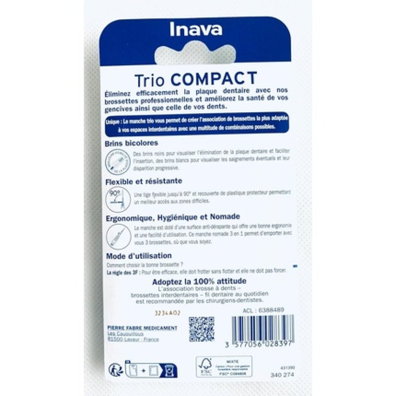 Inava Interdental Brushes Trio Compact 0.1-0.6mm 0.8-1mm