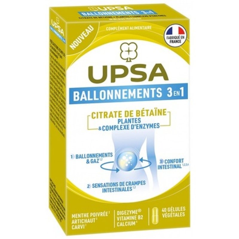 Upsa Dietary Supplement 3 in 1 for Bloating Made in France