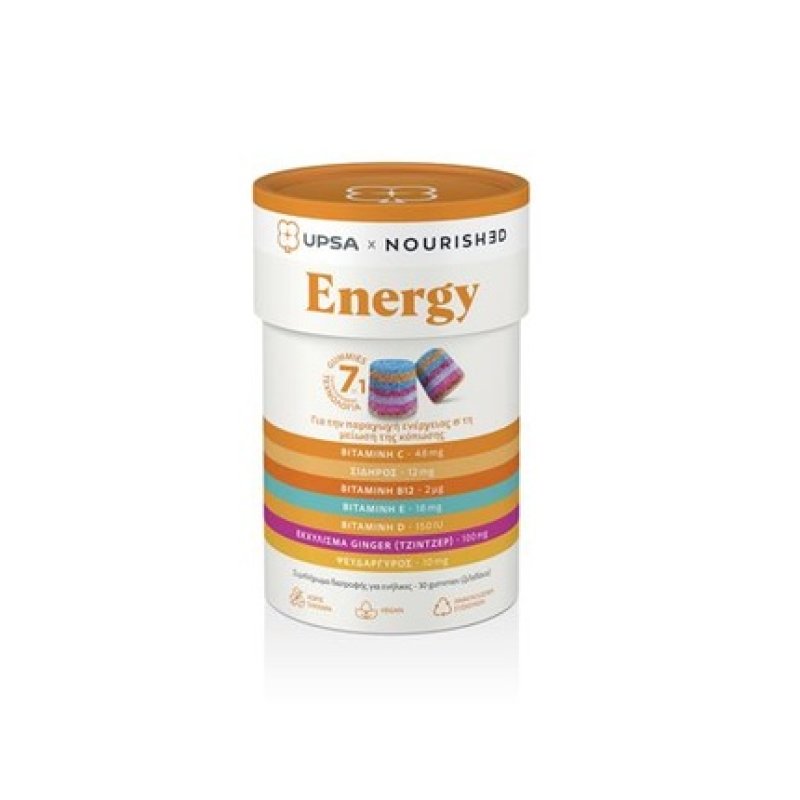 Upsa Upsa Nourished Energy 7-In-1 - Dietary Supplement For Energy & Nervous System, 30 Gummies