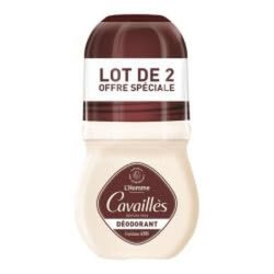 Cavaillès Dermato Deodorant for Men Fresh 48 Hours Roll-On 50ml x 2 Lemon and Rosemary Scent Bottle 100% Recycled &