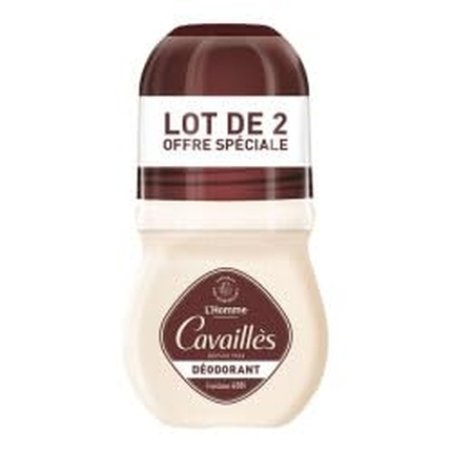 Cavaillès Dermato Deodorant for Men Fresh 48 Hours Roll-On 50ml x 2 Lemon and Rosemary Scent Bottle 100% Recycled &
