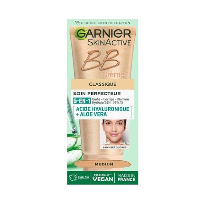 Garnier Skin Active BB Cream All-in-1 Perfection Care SPF 25 Hyaluronic Acid & Aloe Vera Vegan Cruelty Free for