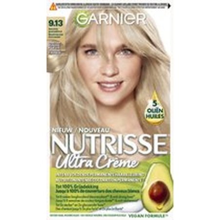 Garnier Nutrisse Ultra Creme 913 Very Light Golden Ash Blonde - Intense Nourishing Permanent Hair Color 224 G