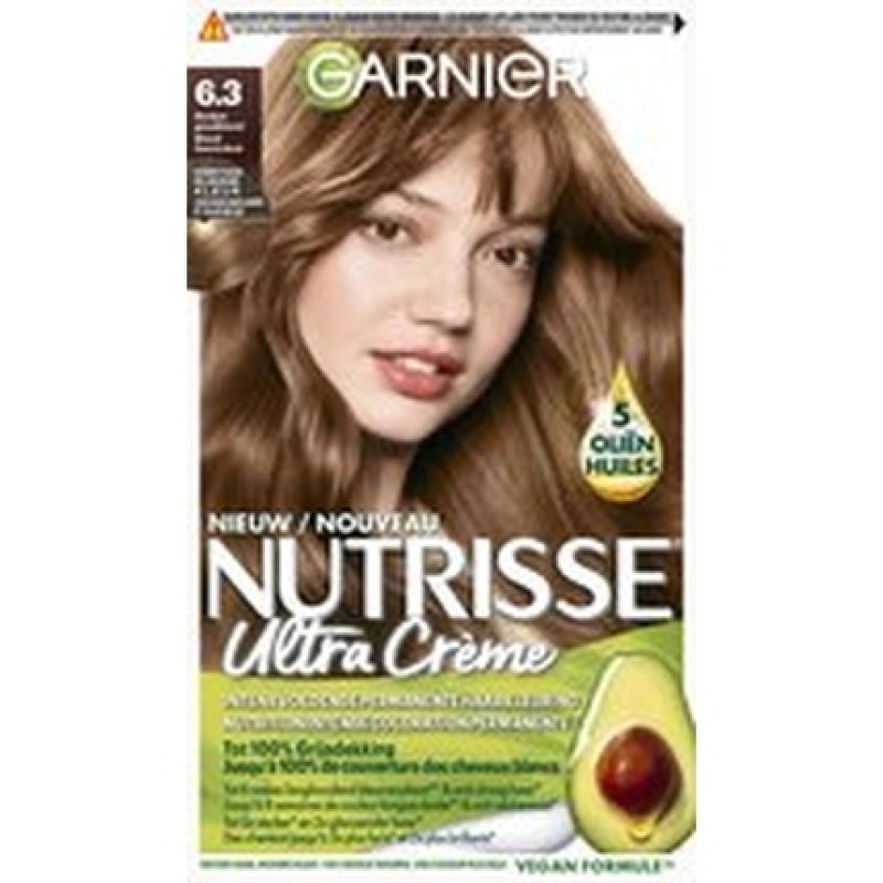 Garnier Nutrisse Ultra Creme 63 Dark Golden Blonde - Intense Nourishing Permanent Hair Color, 224 G