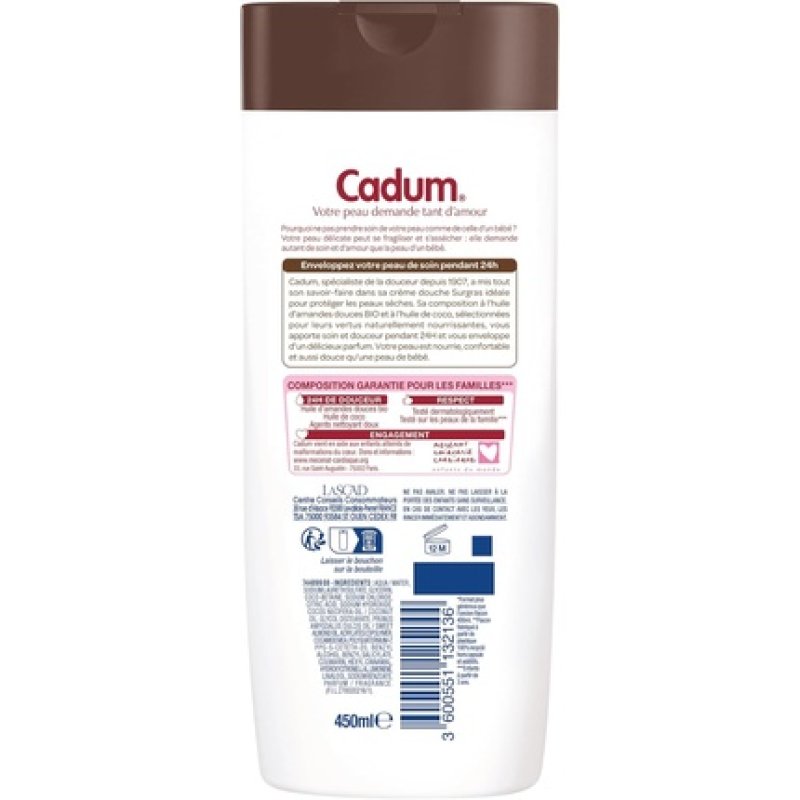 Cadum Superfatted Coconut Shower Cream 450ml