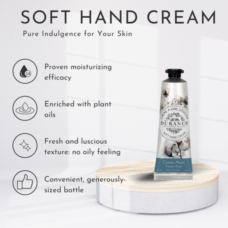 Durance Soft Hand Cream for Women 30ml with Cotton Musk Scent