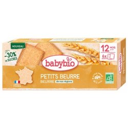 Babybio Petits Beurre Organic Biscuits for 12 Months and Up - Pack of 6 Bags with 2 Biscuits Each