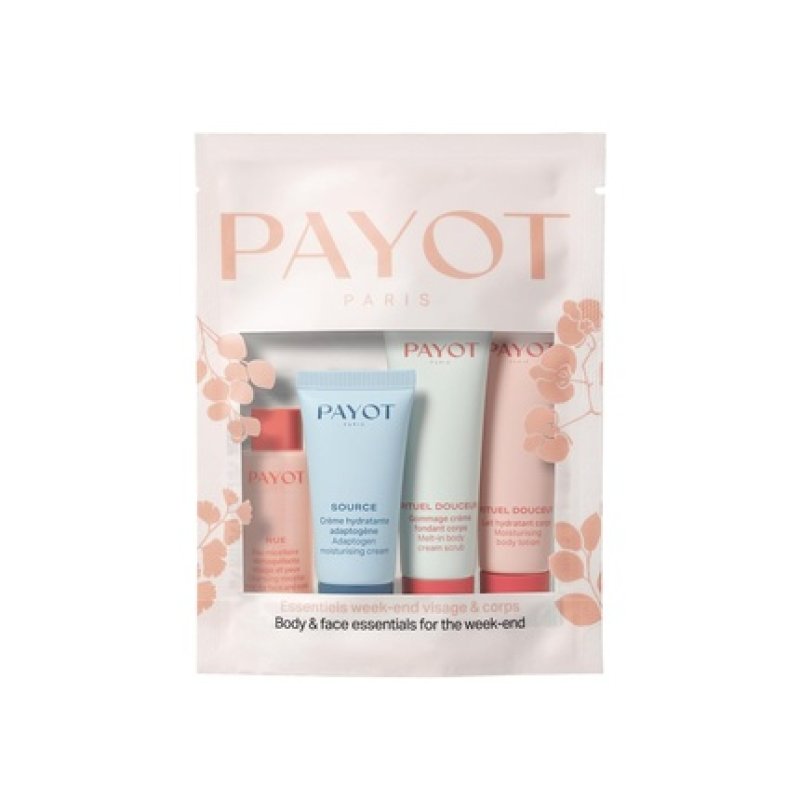 Payot Essentials Weekend Set - Micellar Water 20ml, Moisturizing Cream 15ml, Body Scrub 25ml, Nourishing Body Cream 25ml