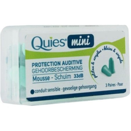 Quies Mini Foam Hearing Protection - Pack of 3 Pairs