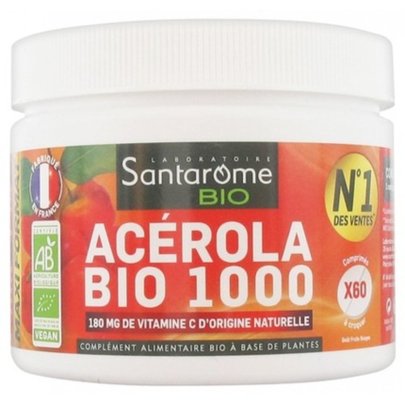 Santarome Bio Acerola 1000 Organic Herbal Supplement 60 Tablets