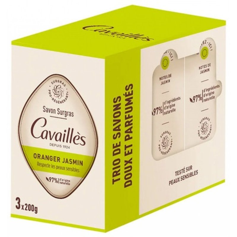Cavailles Greasy Soap Orange Blossom Jasmine 200g - Pack of 3