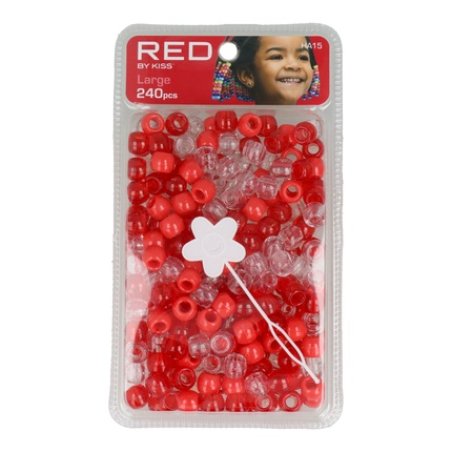 Red Kiss L Hair Beads 240 Pieces