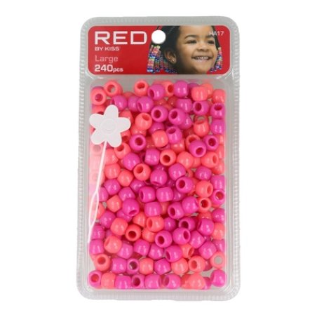 Red Kiss L Hair Beads 240 Pieces Pink Assorted