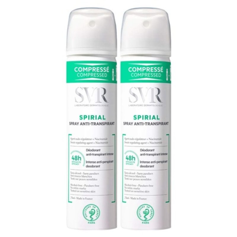 SVR Spirial Antiperspirant Deodorant Spray 100ml - Pack of 2