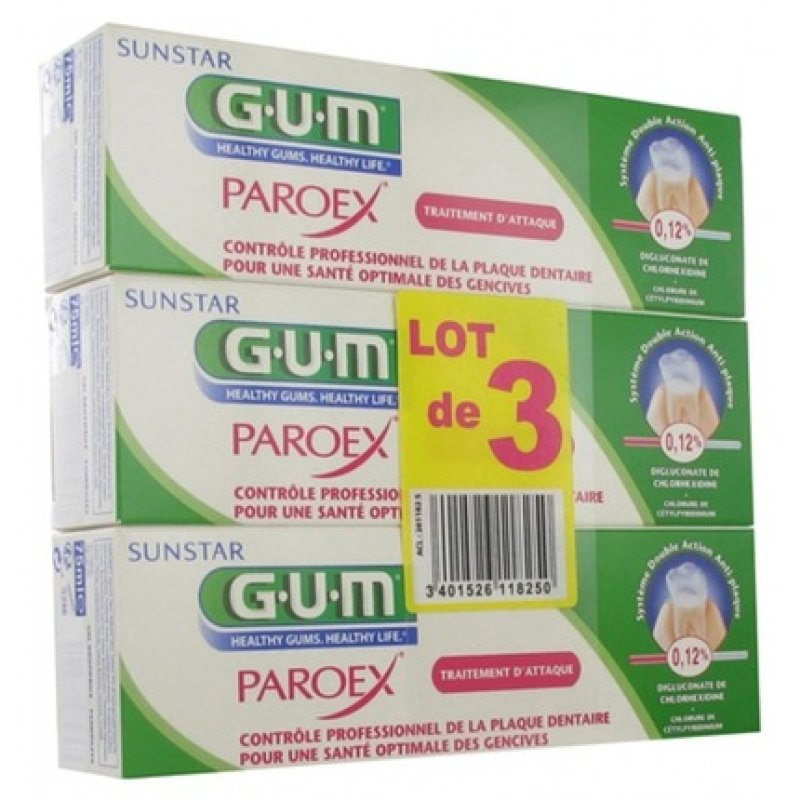 Gum Paroex Toothpaste Gel 75ml - Pack of 3