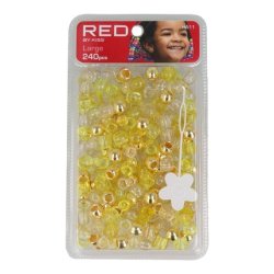 Red Kiss L Hair Beads 240 Pieces Gold Assorted