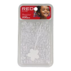 Red Kiss Regular Hair Beads 200 Pieces Clear