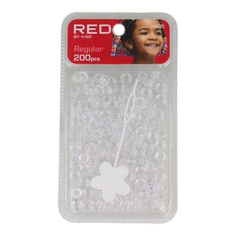 Red Kiss Regular Hair Beads 200 Pieces Clear