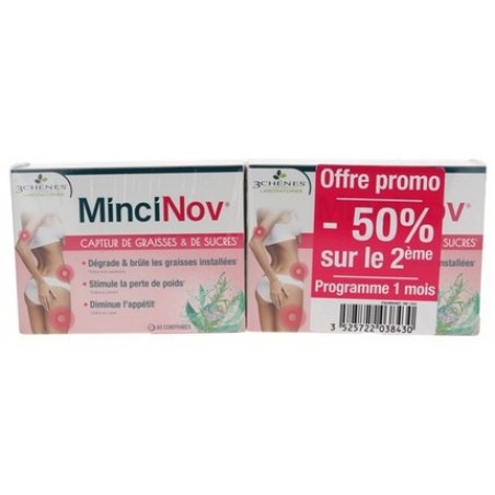Les 3 Chenes Mincinov Fat & Sugar Catcher 60 Tablets - Pack of 2