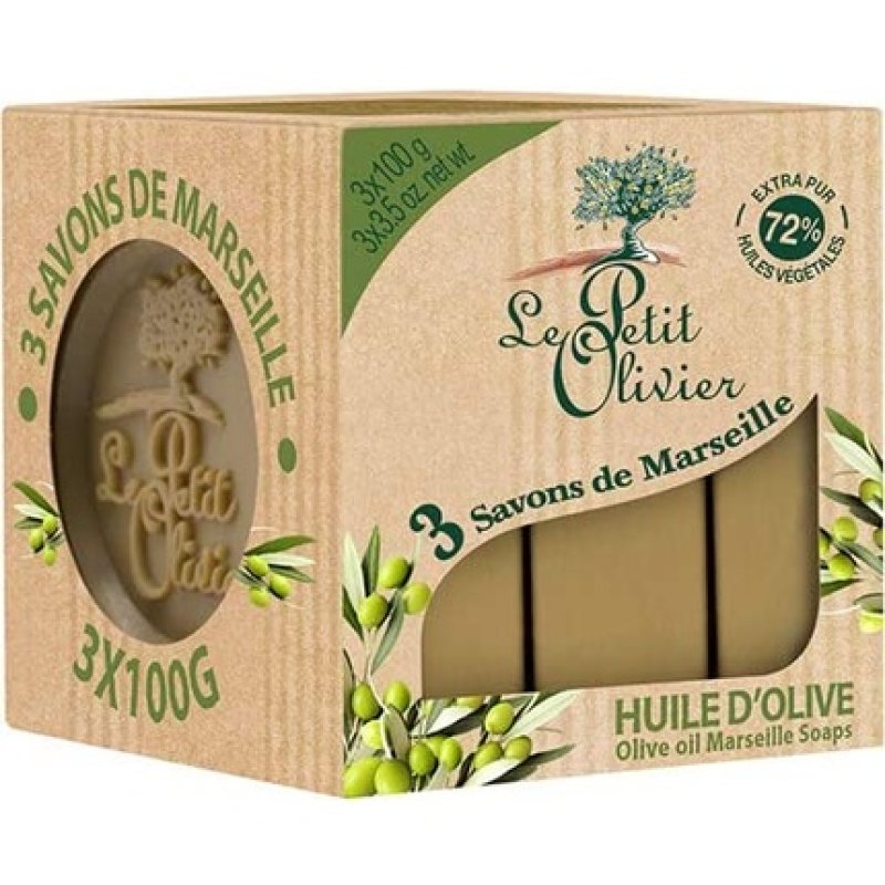 Le Petit Olivier Marseille Soap with Olive Oil 3 x 100g - Made in France