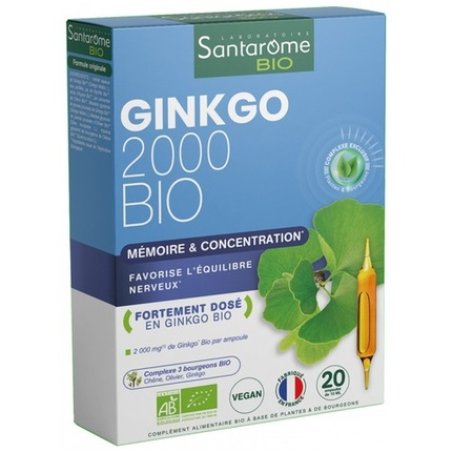 Santarome Bio Ginkgo Bio 2000 Organic Food Supplement 20 Vials