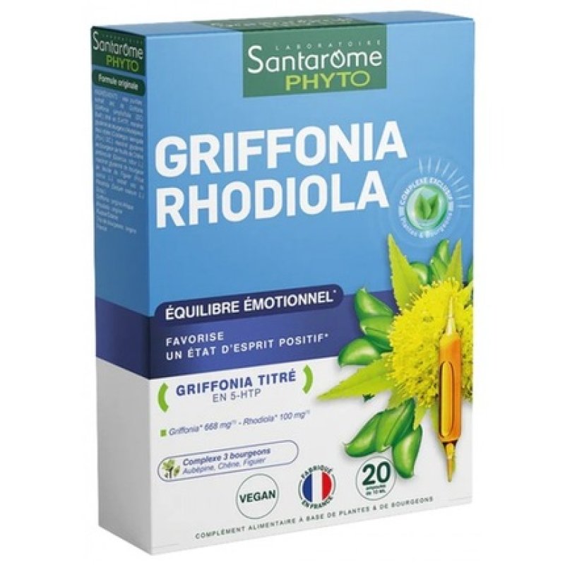 Santarome Griffonia Rhodiola Herbal Food Supplement 20 Ampoules