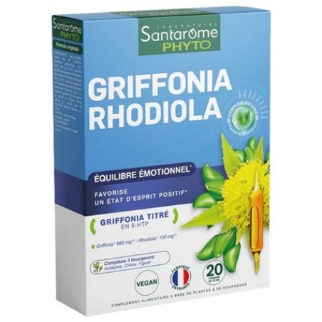 Santarome Griffonia Rhodiola Herbal Food Supplement 20 Ampoules