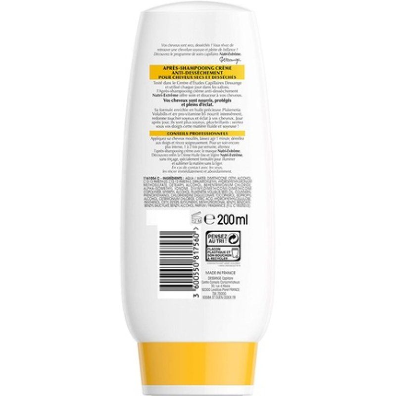 Dessange Extreme Nutri Skin Cream for Parched and Dry Hair Conditioner 200ml - Pack of 2