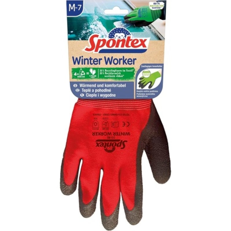 Spontex Winter Worker Work Glove for Rough Work in Cold Weather Made from Recycled PET Bottles Size M