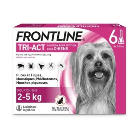 Frontline Tri-Act Dog Anti-Flea, Tick, Lice, and Larvae Treatment for 2-5 Kg
