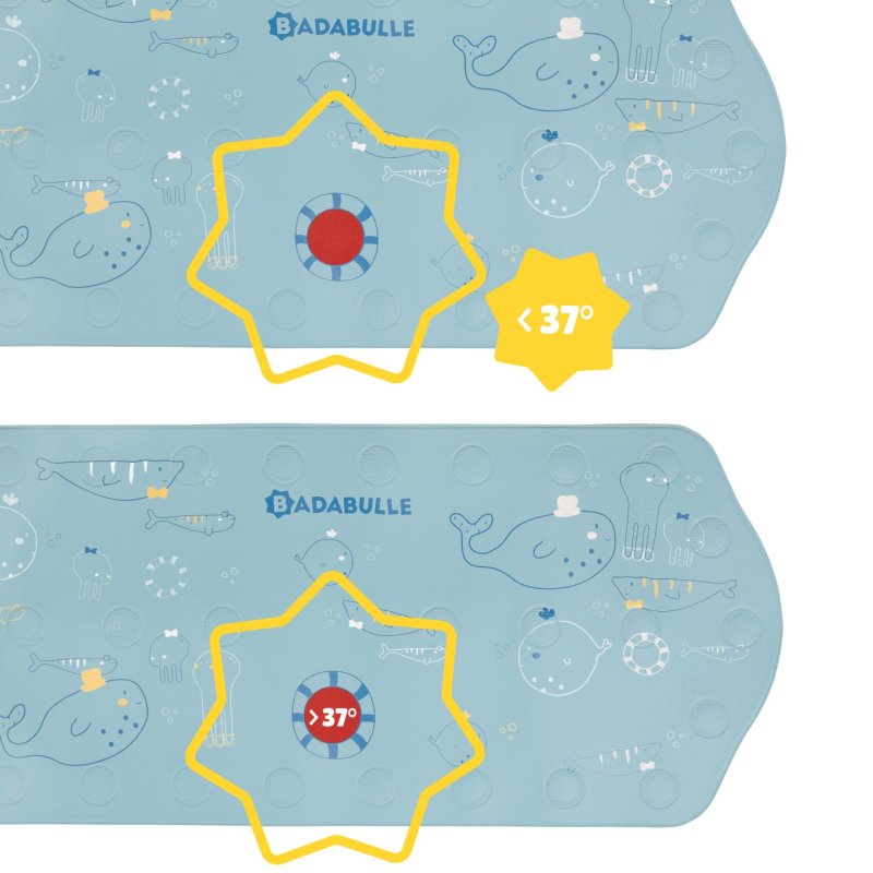 Badabulle XXL Baby Bath Mat with Temperature Display Multicolored Ocean