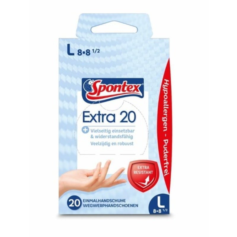 Spontex Disposable Gloves Extra 20 Vinyl Gr. M - L